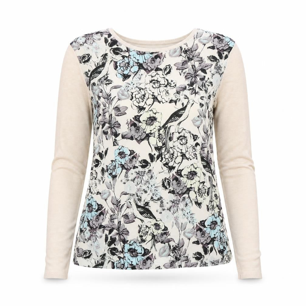 Warehouse Womens Beige Floral  Pullover Jumper Size M