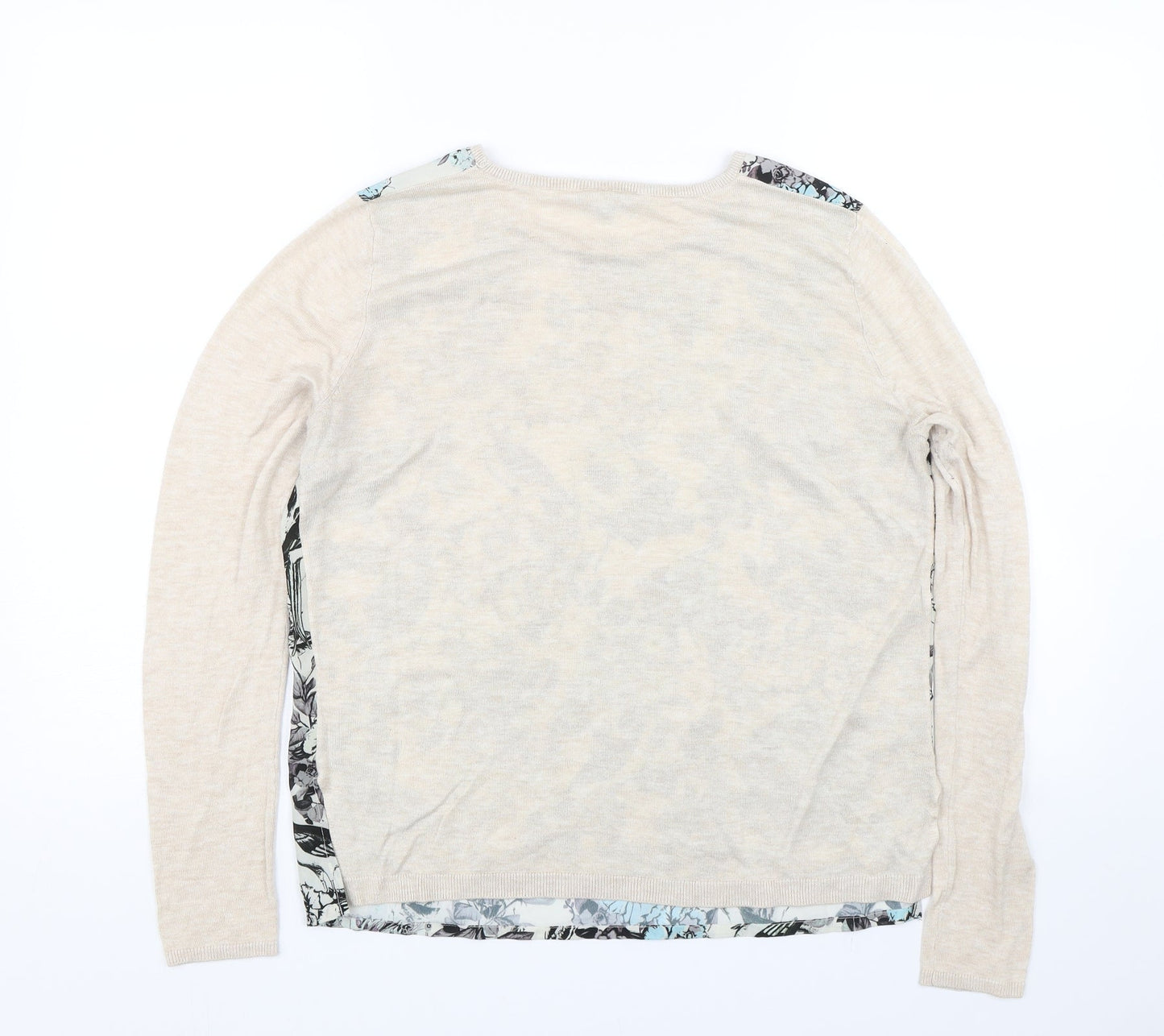 Warehouse Womens Beige Floral  Pullover Jumper Size M