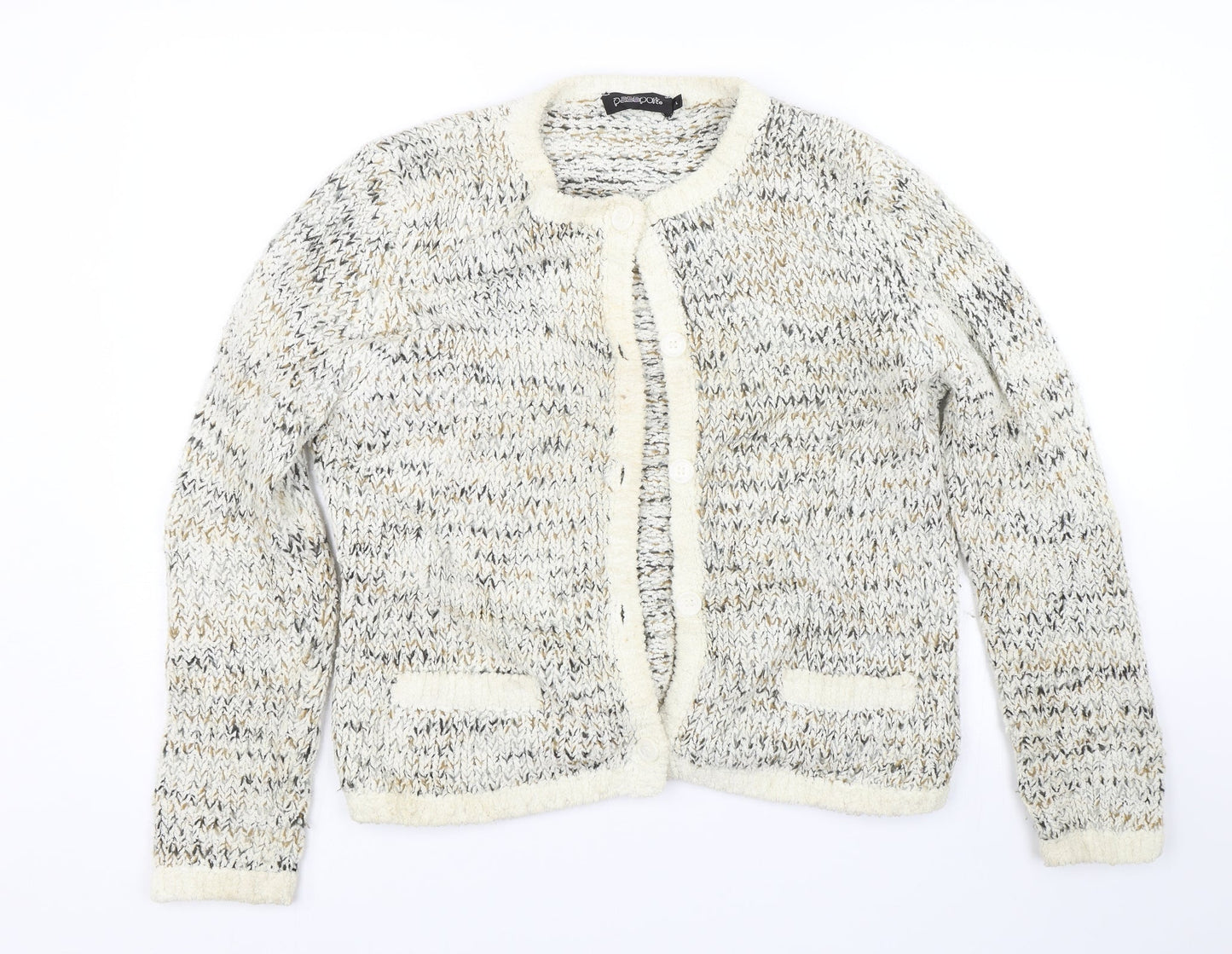 Passport Womens Beige   Cardigan Jumper Size L