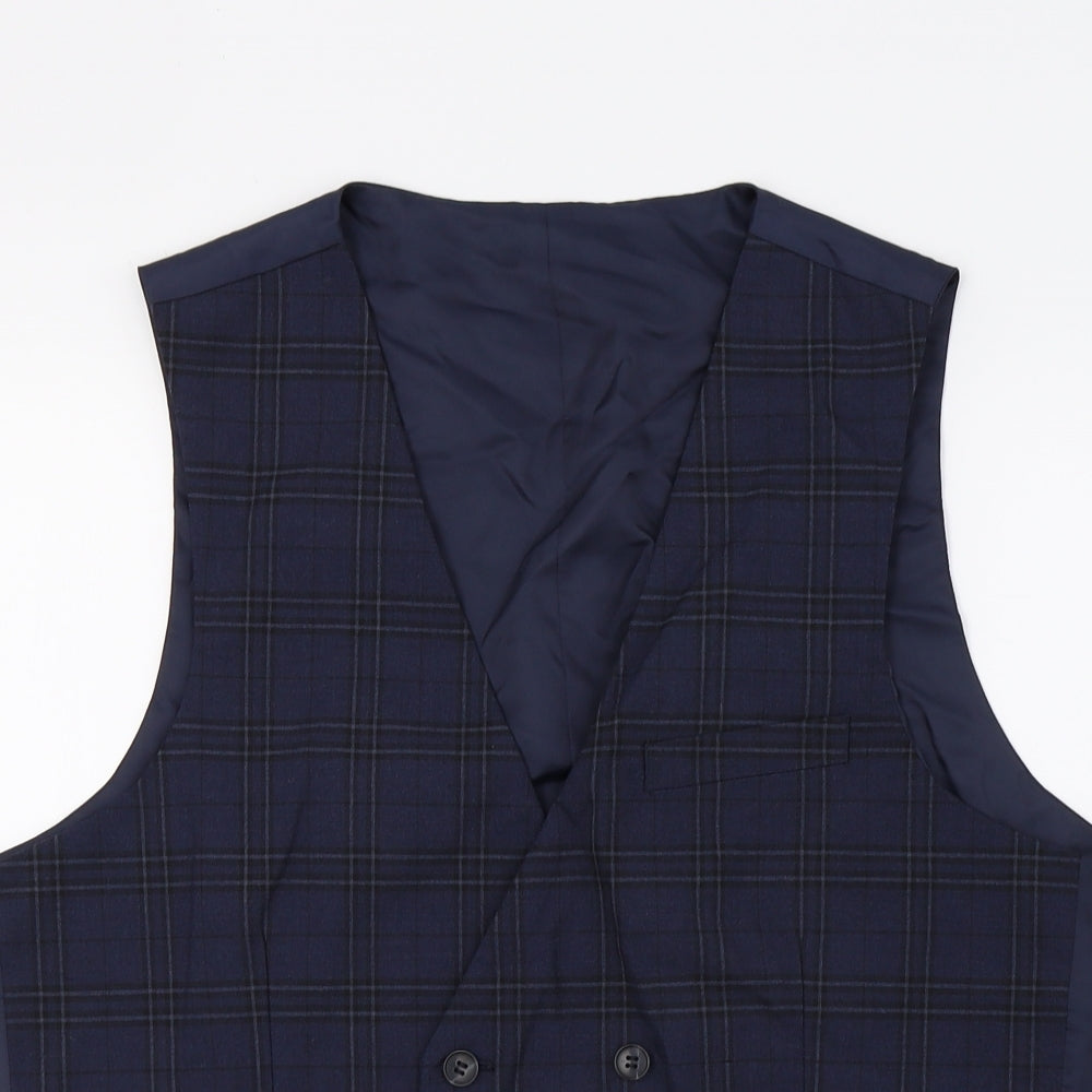Marks and Spencer Mens Blue Check  Jacket Suit Trousers Size M