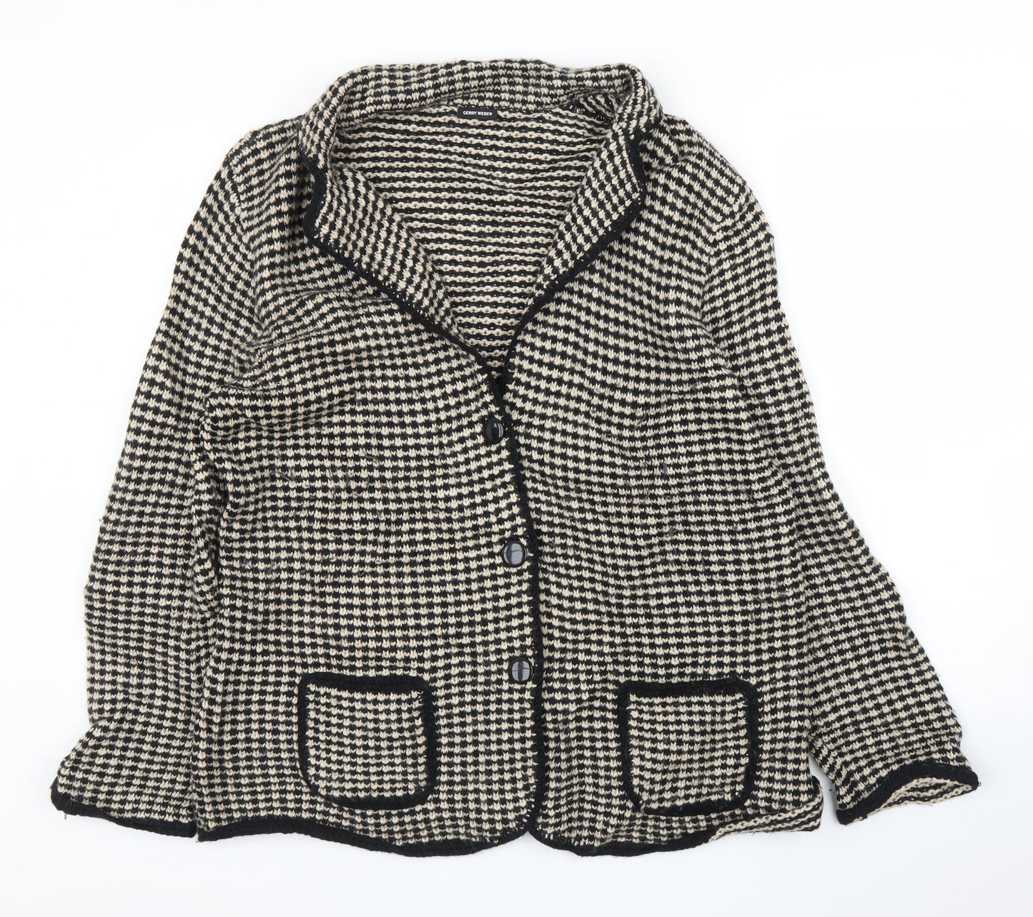 Gerry Weber Womens Beige Houndstooth  Jacket Blazer Size 18