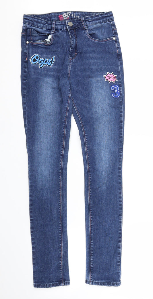 Preworn Girls Blue  Denim Skinny Jeans Size 14 Years