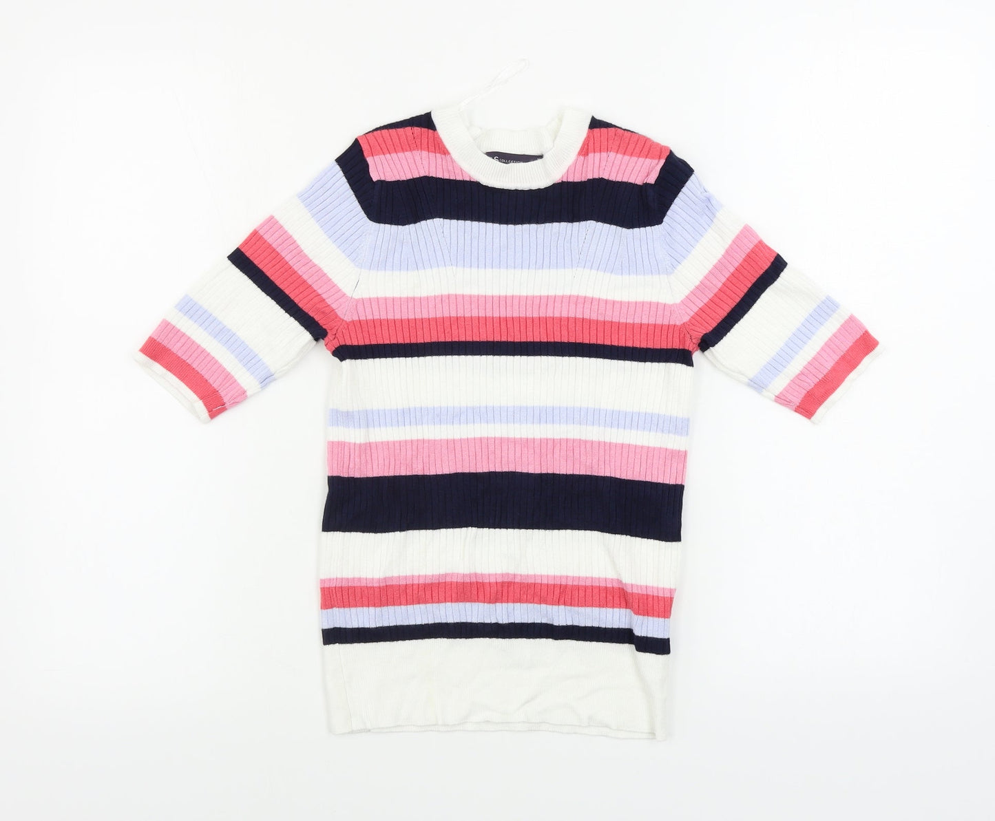 Marks and Spencer  Womens White Striped  Pullover Jumper Size 10