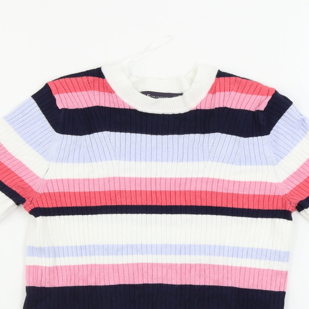 Marks and Spencer  Womens White Striped  Pullover Jumper Size 10