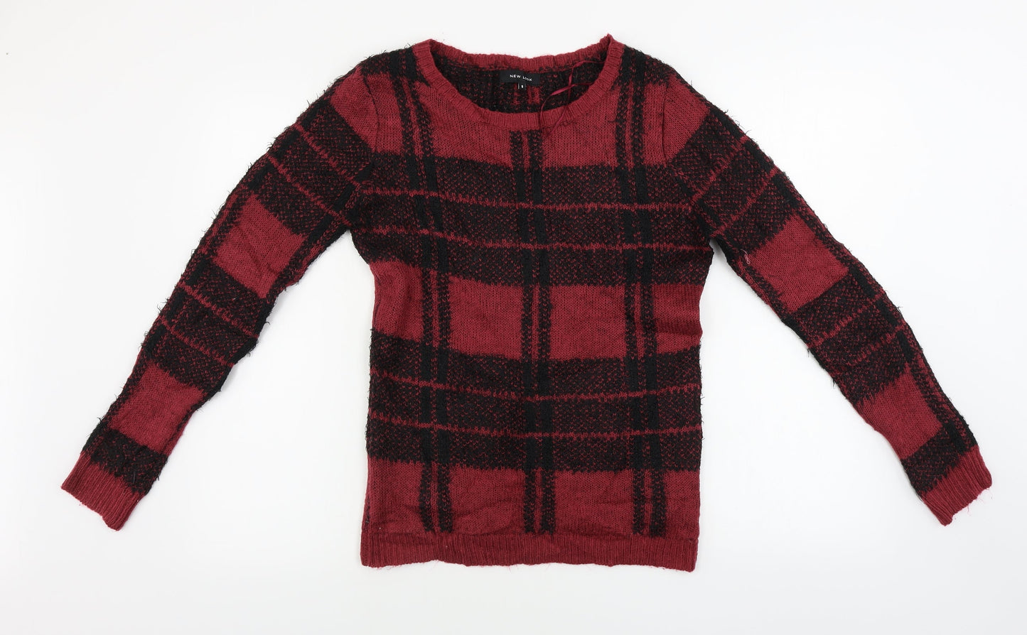 New Look  Womens Red Check  Pullover Jumper Size 8