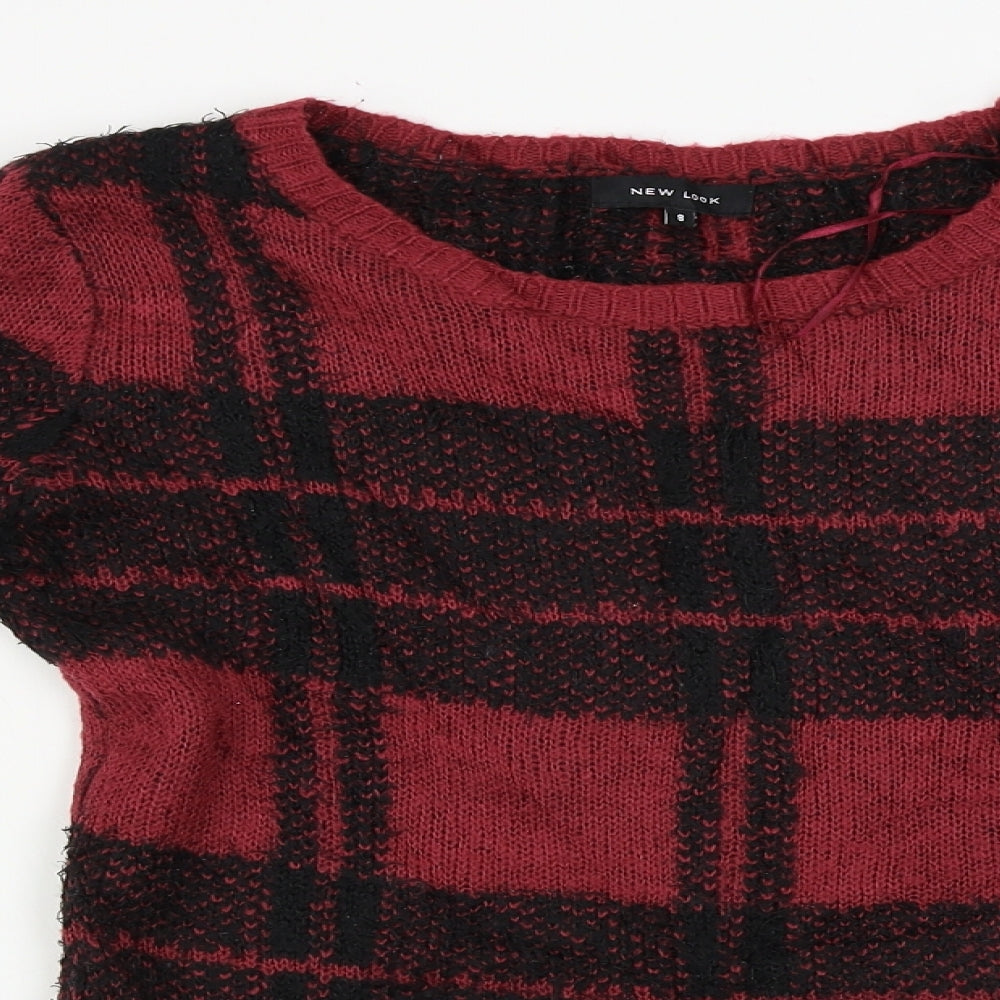 New Look  Womens Red Check  Pullover Jumper Size 8