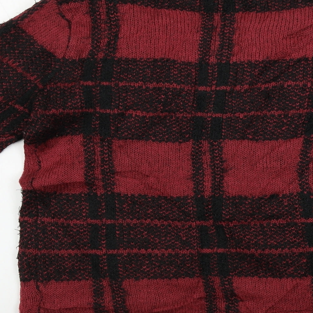 New Look  Womens Red Check  Pullover Jumper Size 8