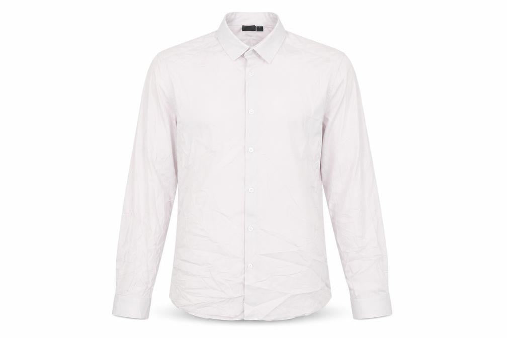 Front view of ASOS men’s pink button-up, size S