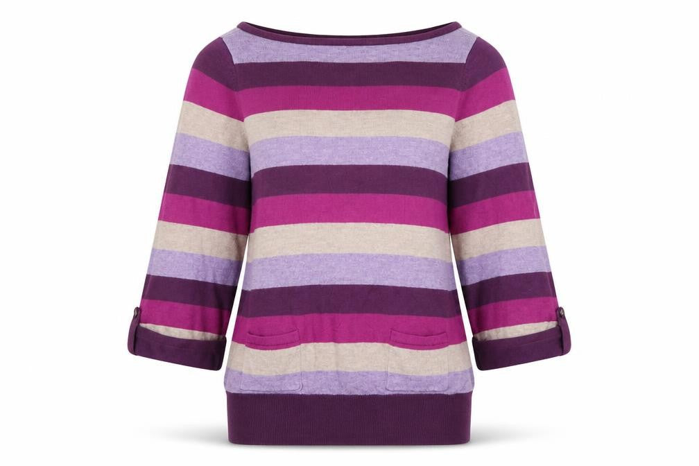 M&S Womens Purple Striped  Pullover Jumper Size 8