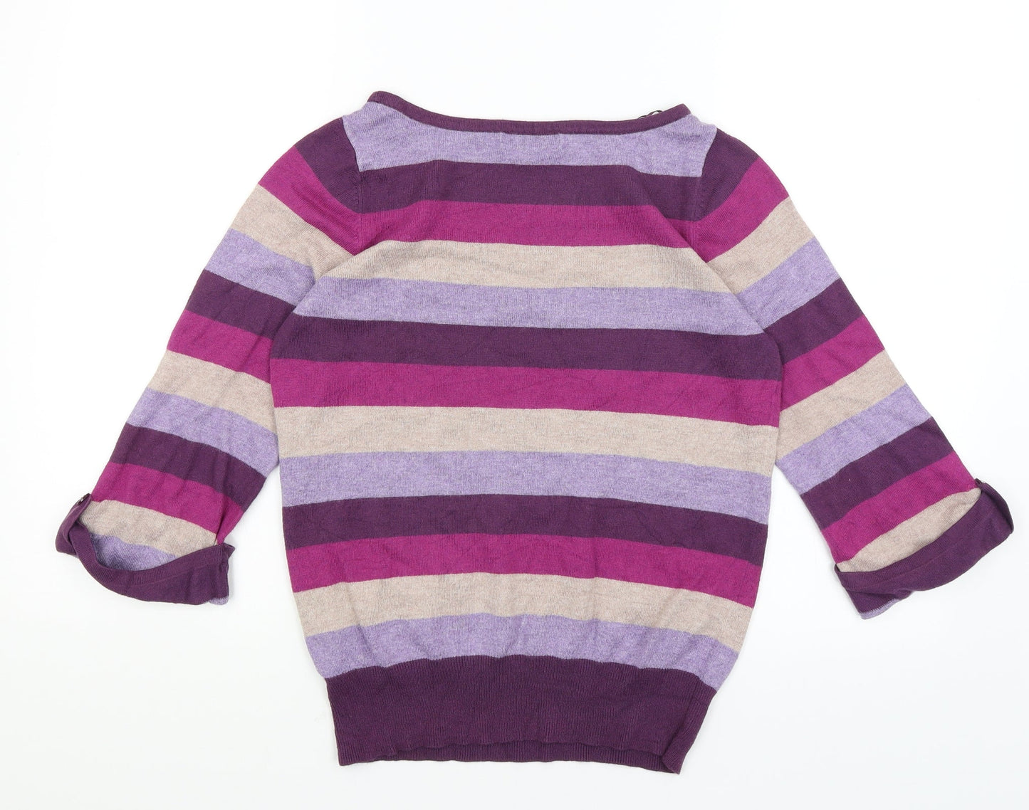 M&S Womens Purple Striped  Pullover Jumper Size 8