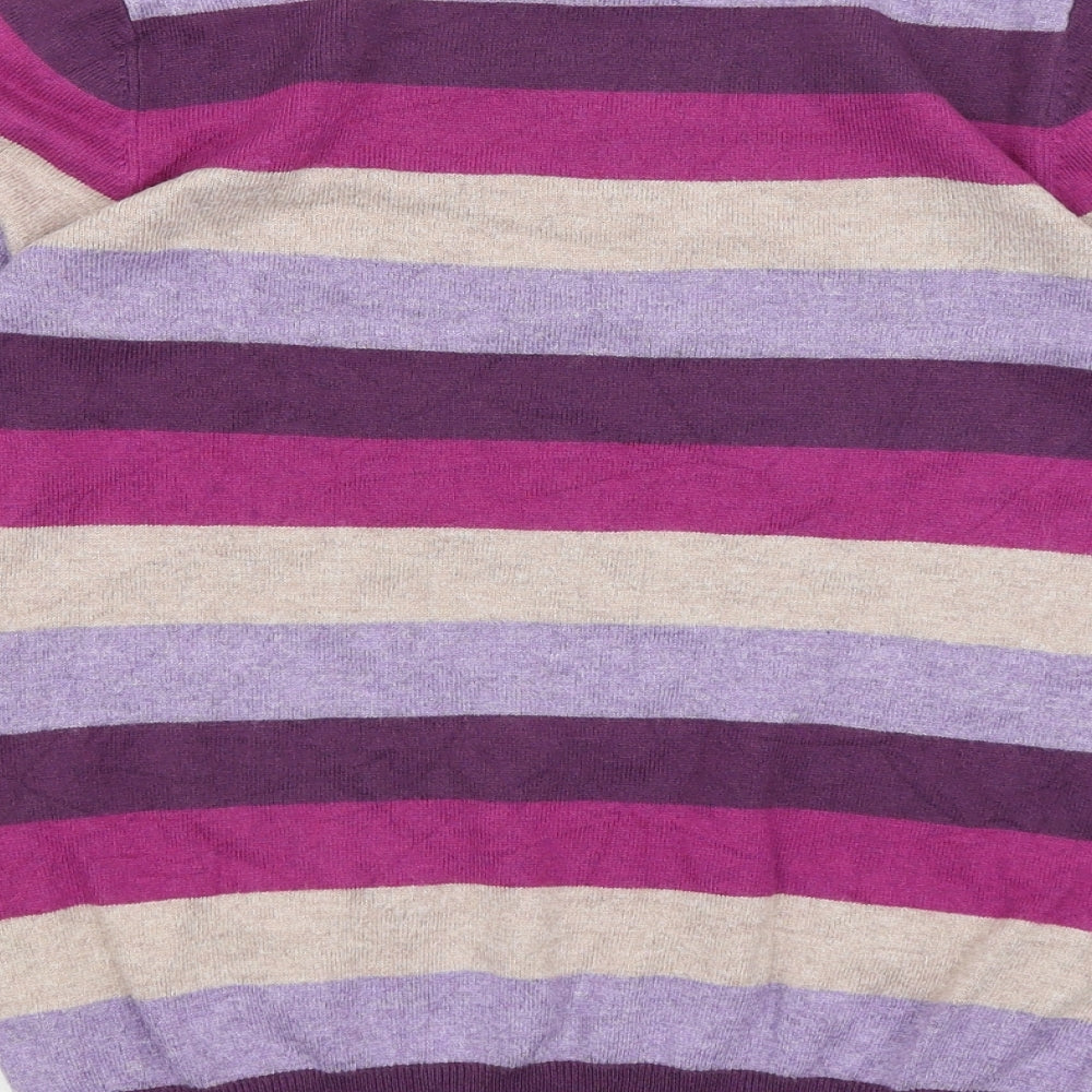 M&S Womens Purple Striped  Pullover Jumper Size 8
