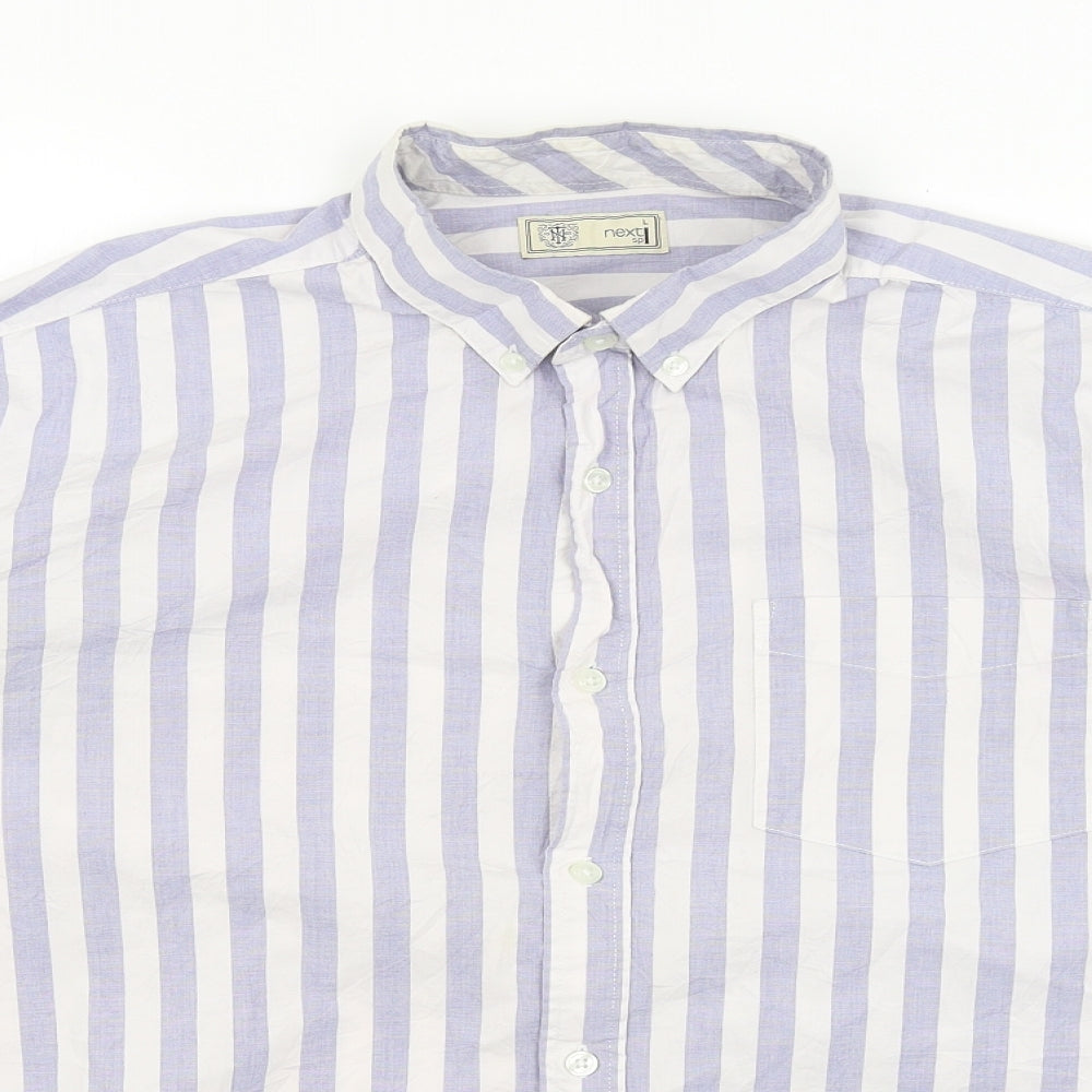 NEXT Mens White Striped   Button-Up Size L