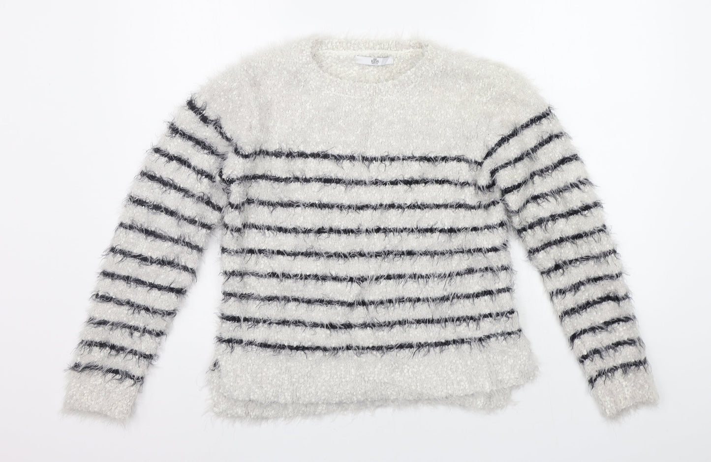 Marks and Spencer Girls White Striped  Pullover Jumper Size 11-12 Years