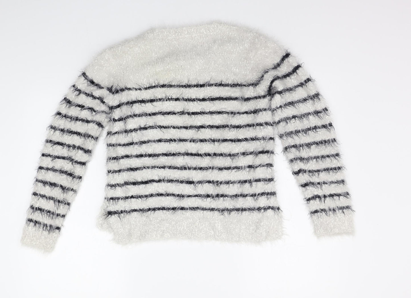 Marks and Spencer Girls White Striped  Pullover Jumper Size 11-12 Years