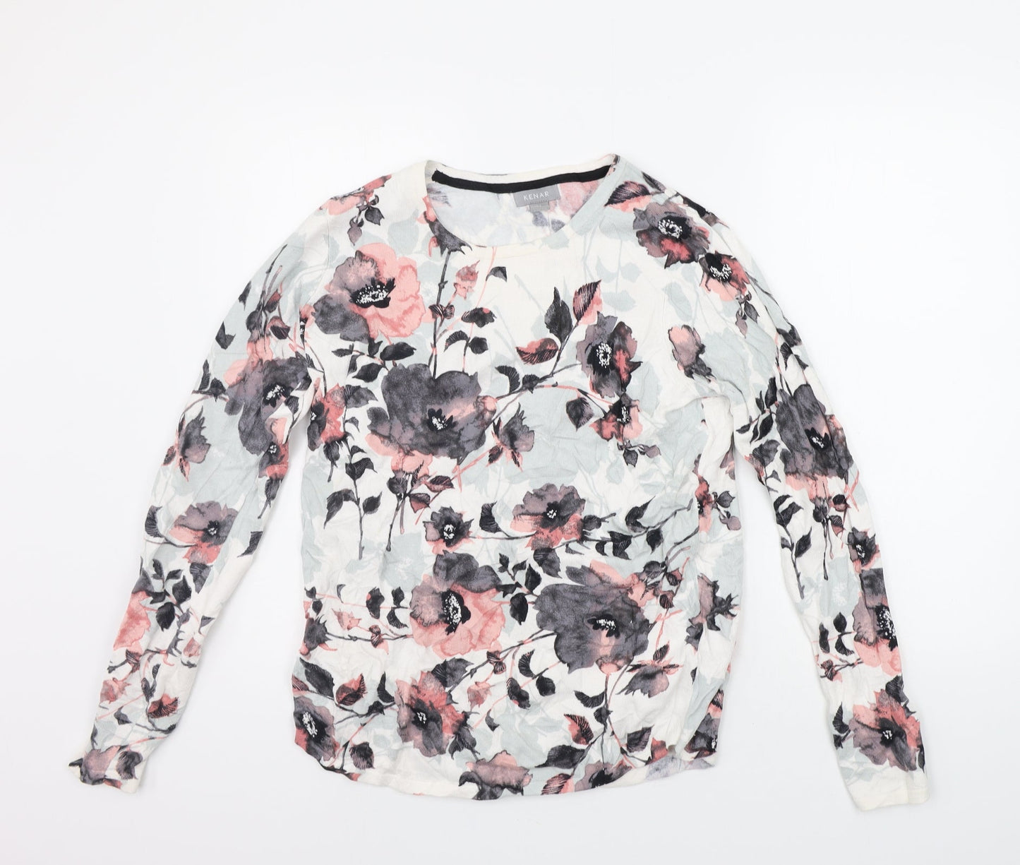 Kenar Womens White Floral  Pullover Jumper Size S