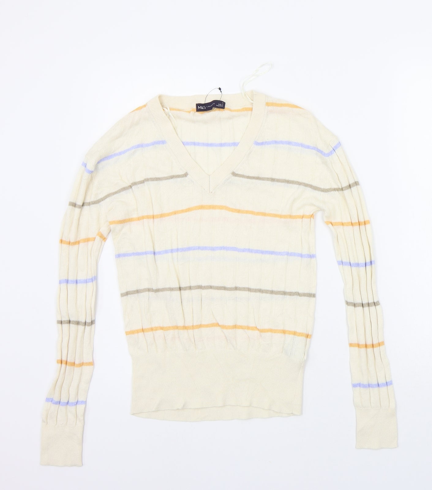 Marks and Spencer Womens Beige Striped  Pullover Jumper Size S
