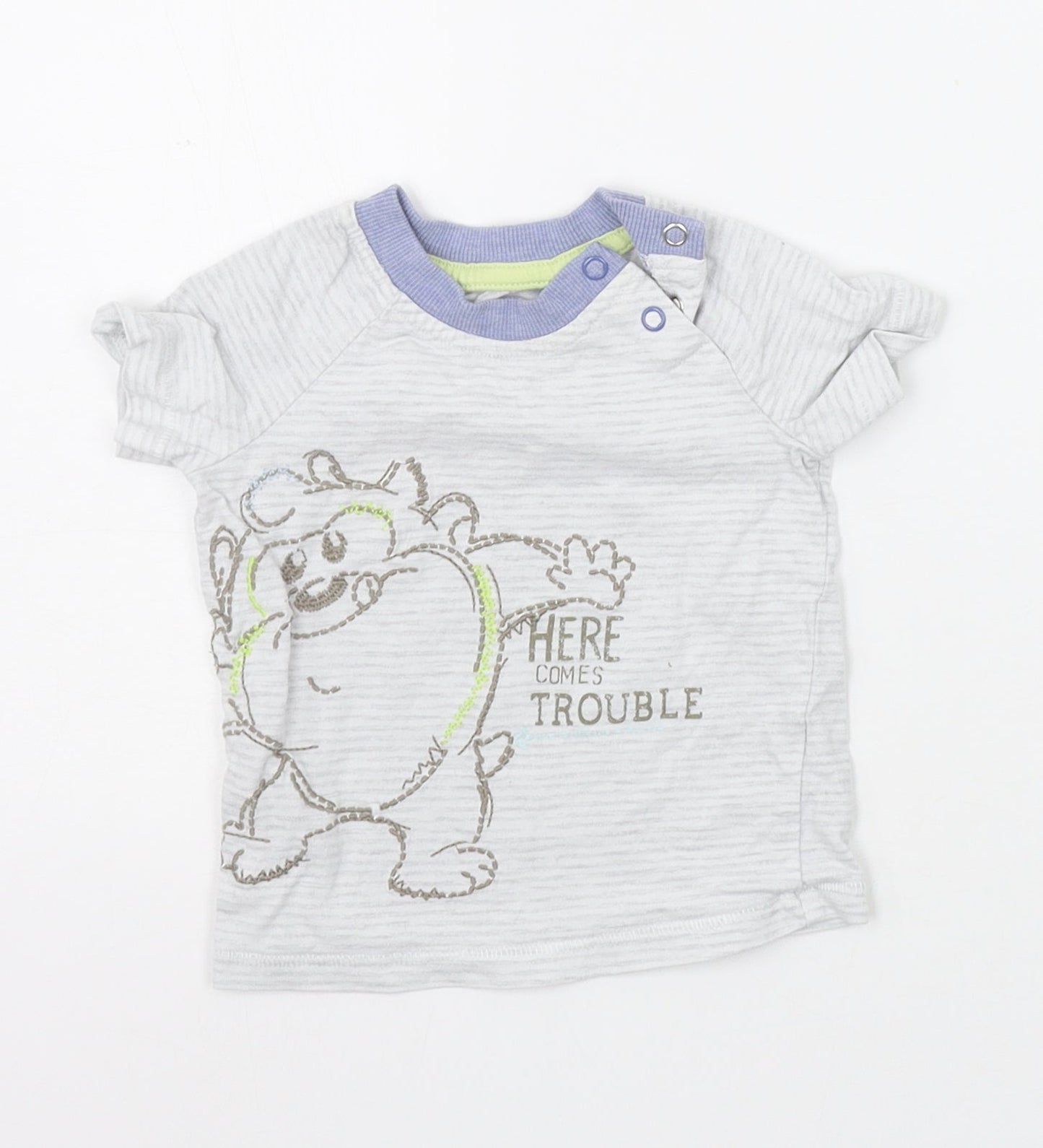 George Boys Grey Striped  Basic T-Shirt Size 6-9 Months