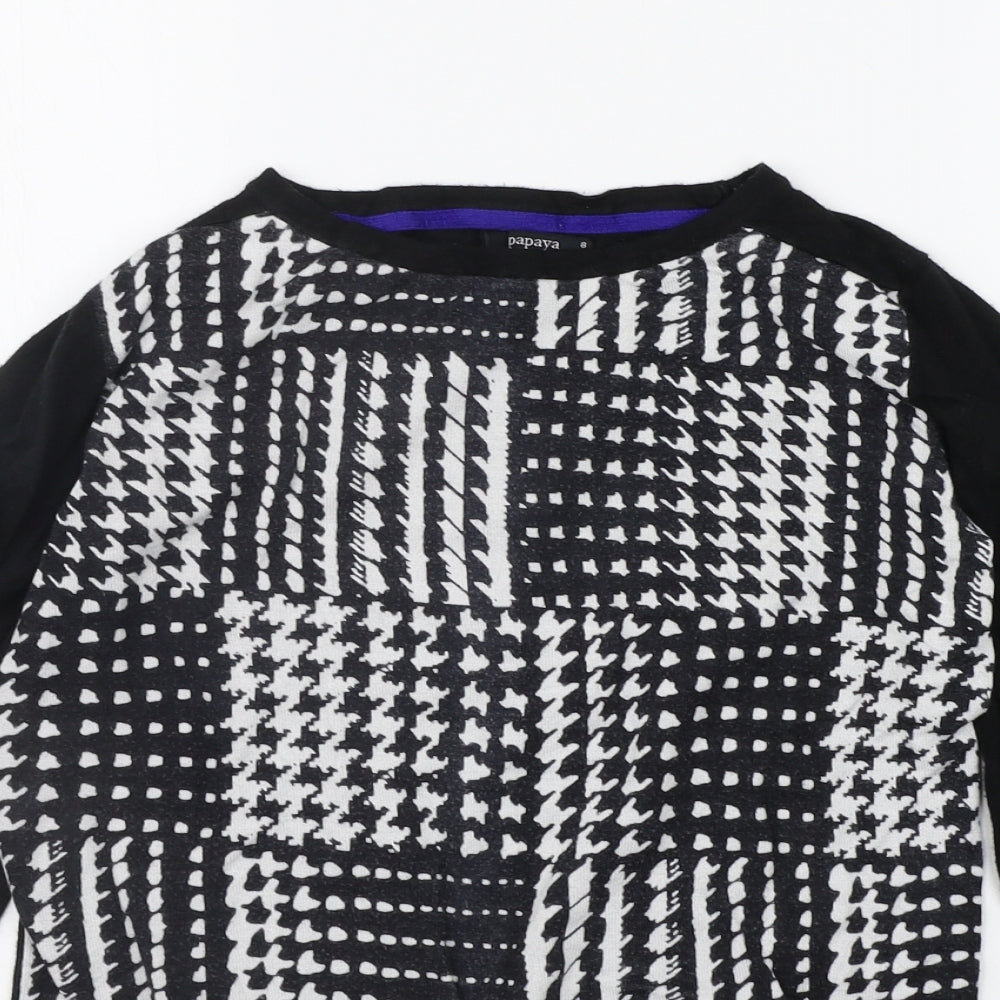 Papaya Womens Black Geometric  Pullover Jumper Size 8