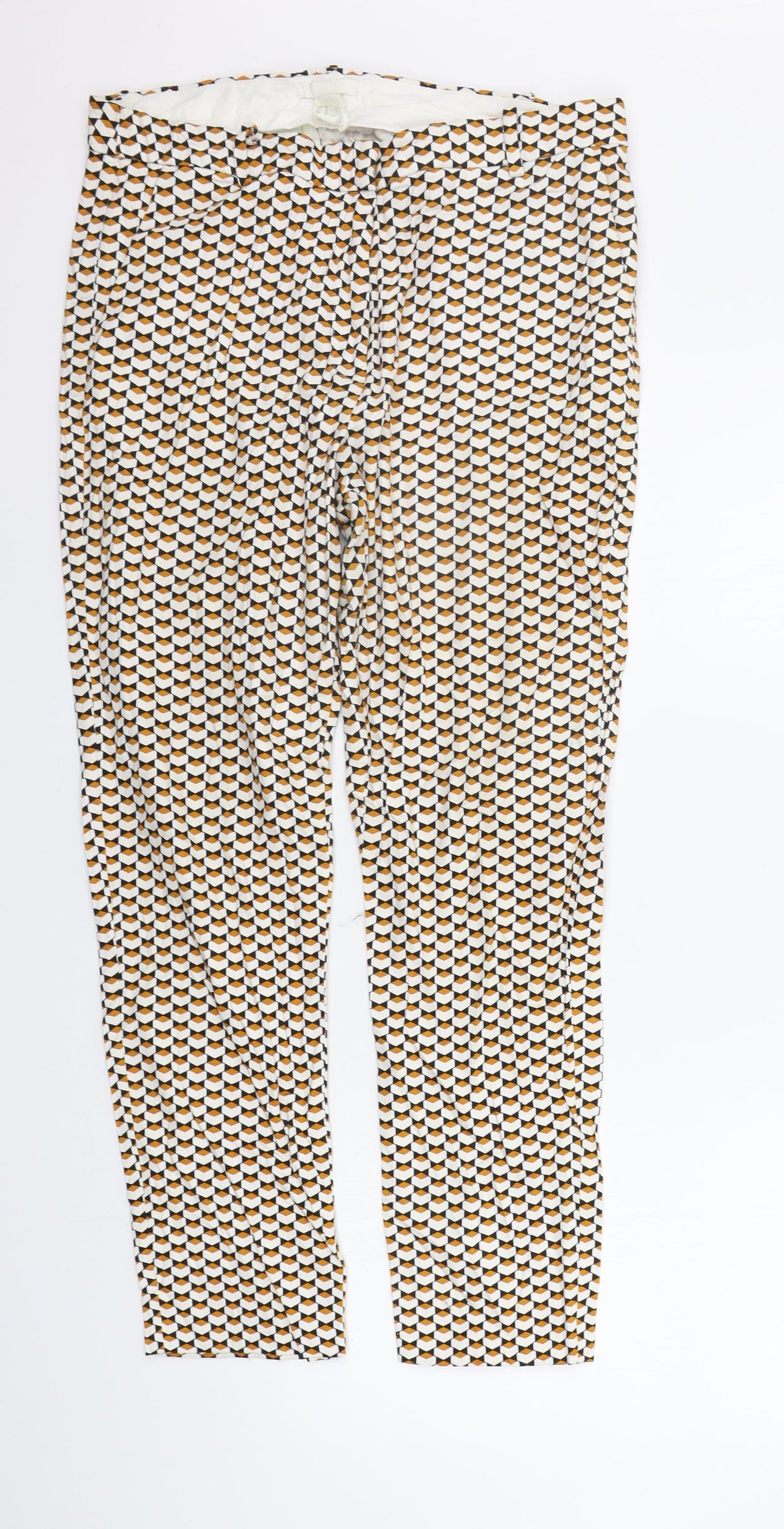 H&M Womens Orange Geometric  Trousers  Size 12 L27 in