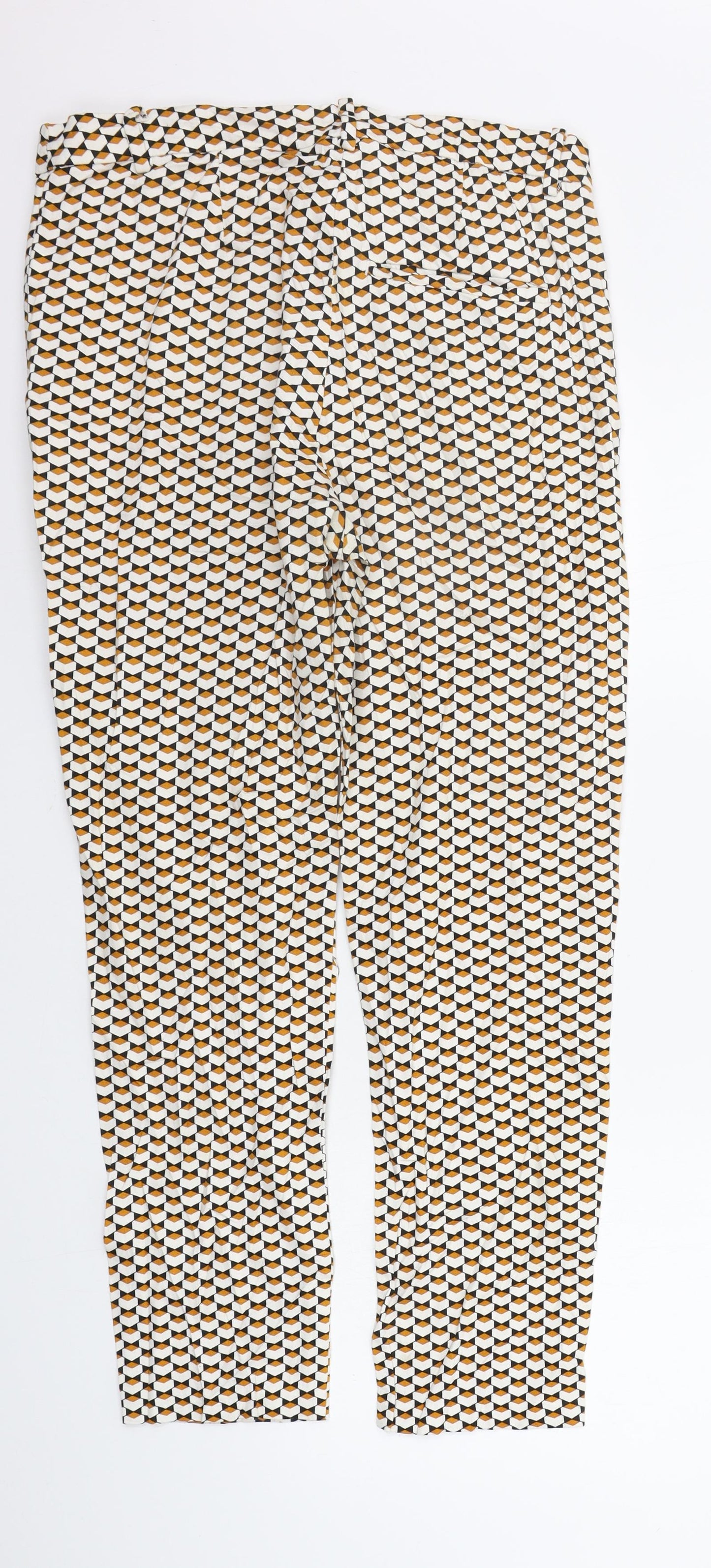 H&M Womens Orange Geometric  Trousers  Size 12 L27 in