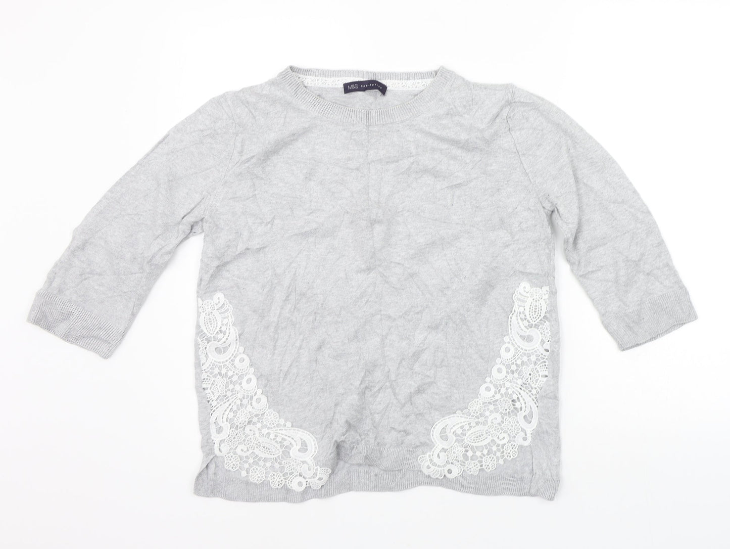 Marks and Spencer Womens Grey Houndstooth  Pullover Jumper Size 12