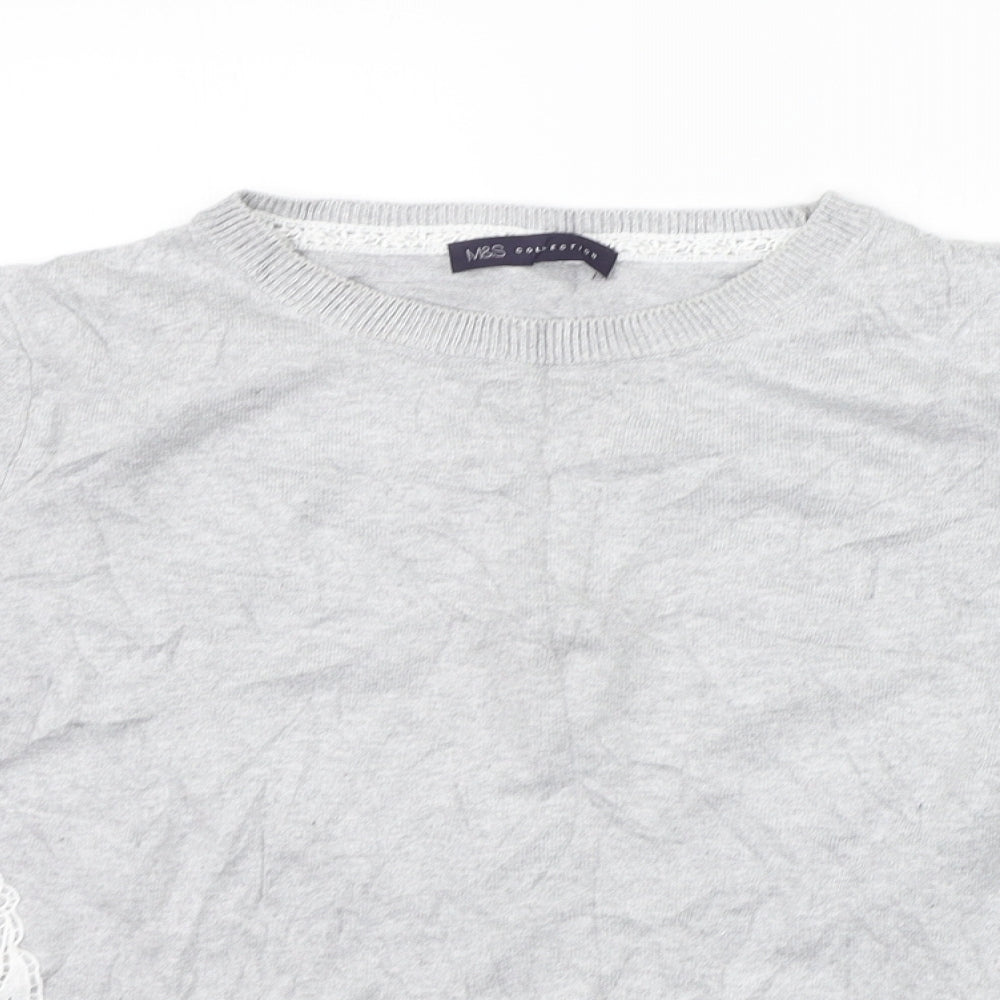 Marks and Spencer Womens Grey Houndstooth  Pullover Jumper Size 12