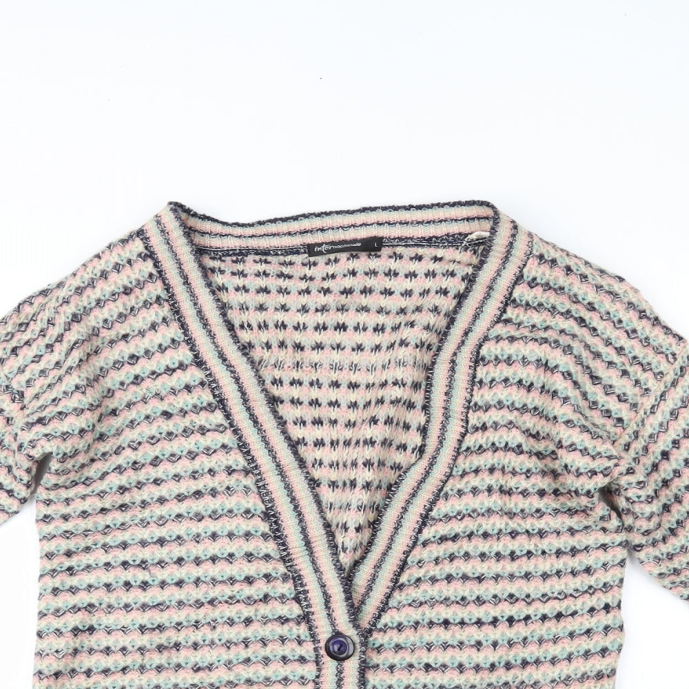 Internacionale Womens Multicoloured Striped  Cardigan Jumper Size L