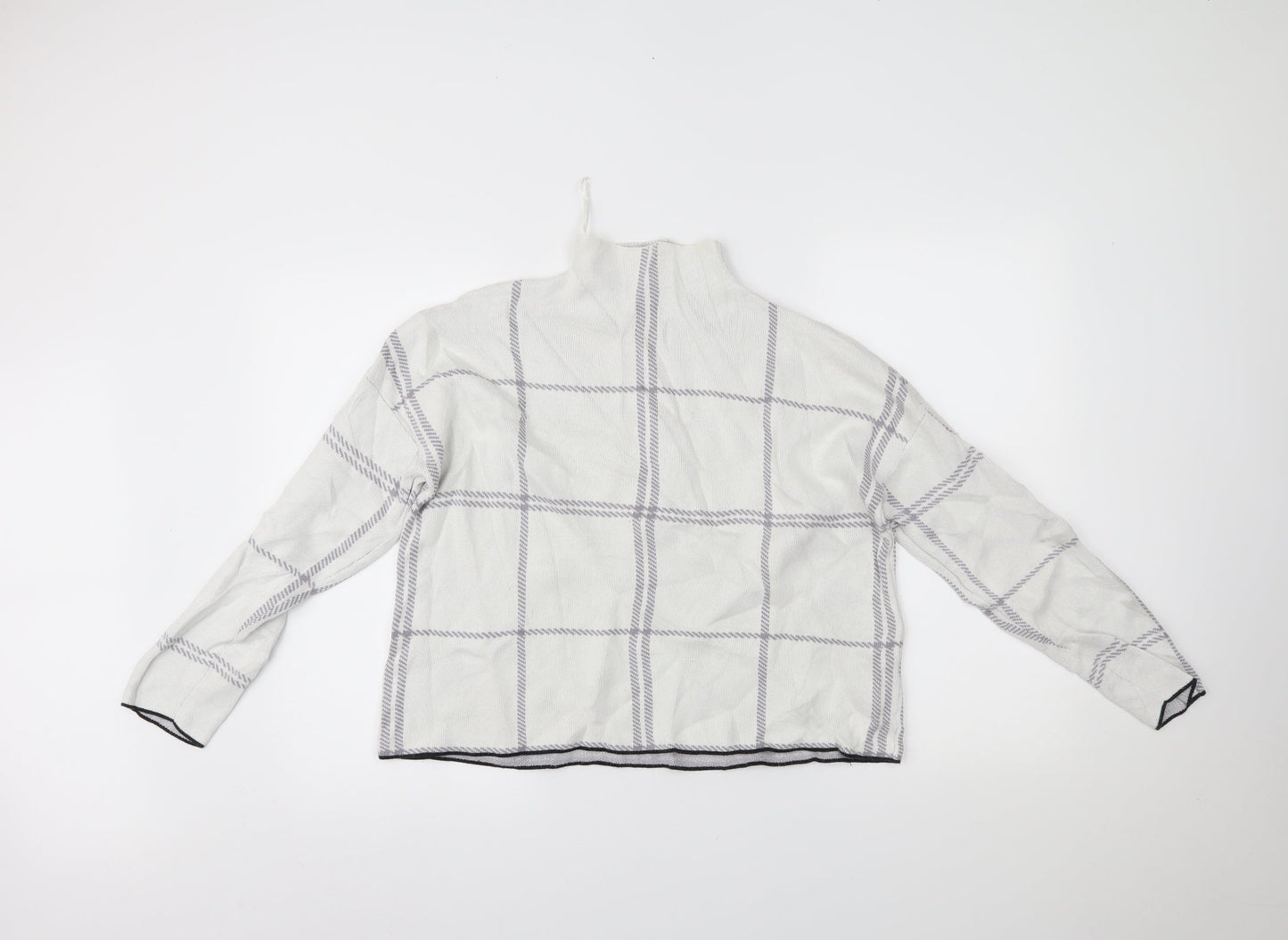 New Look Womens White Check  Pullover Jumper Size M