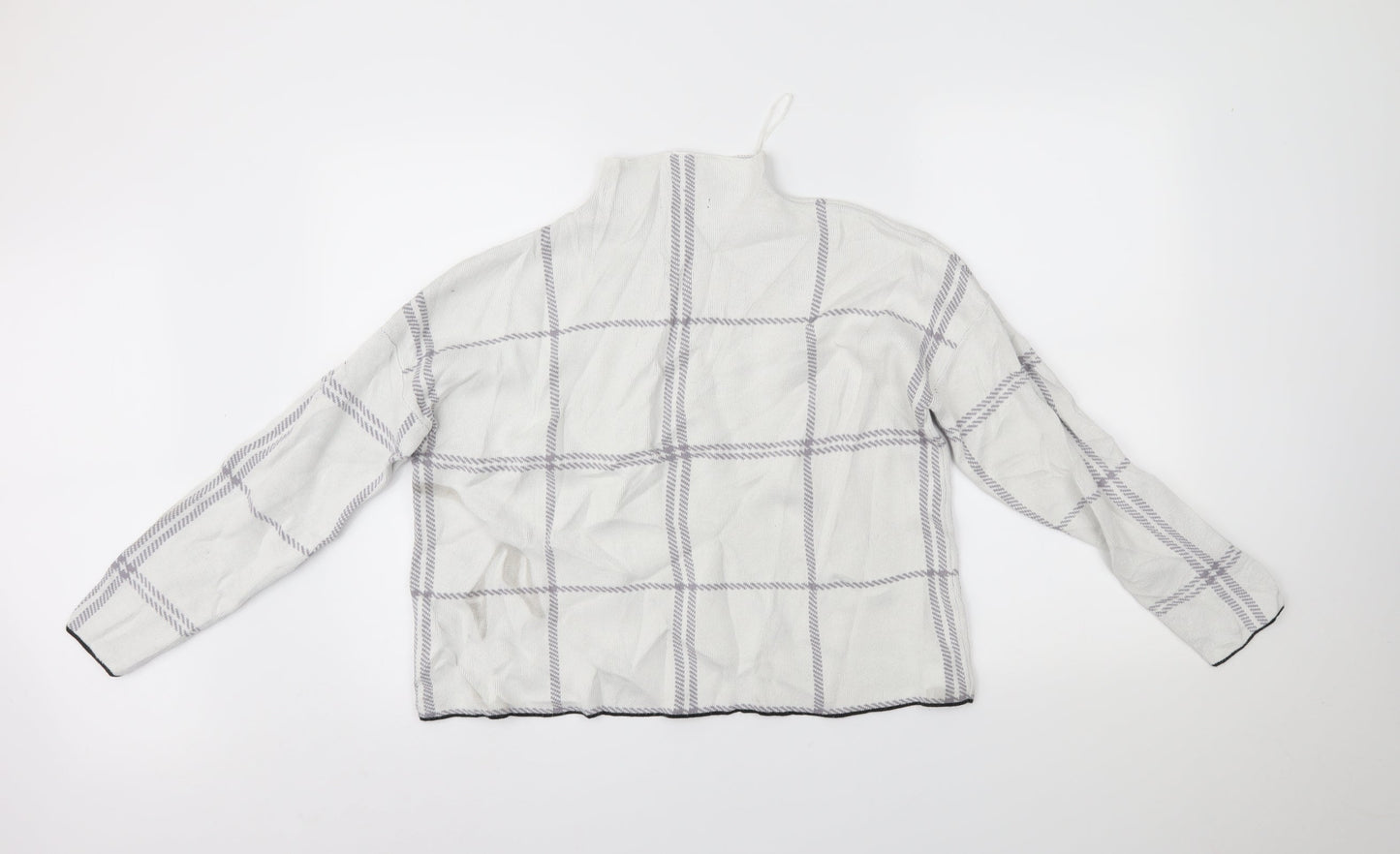 New Look Womens White Check  Pullover Jumper Size M