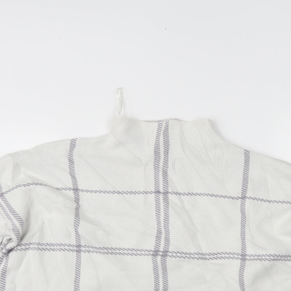 New Look Womens White Check  Pullover Jumper Size M