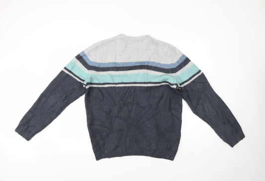 Marks and Spencer Mens Multicoloured Striped  Pullover Jumper Size L