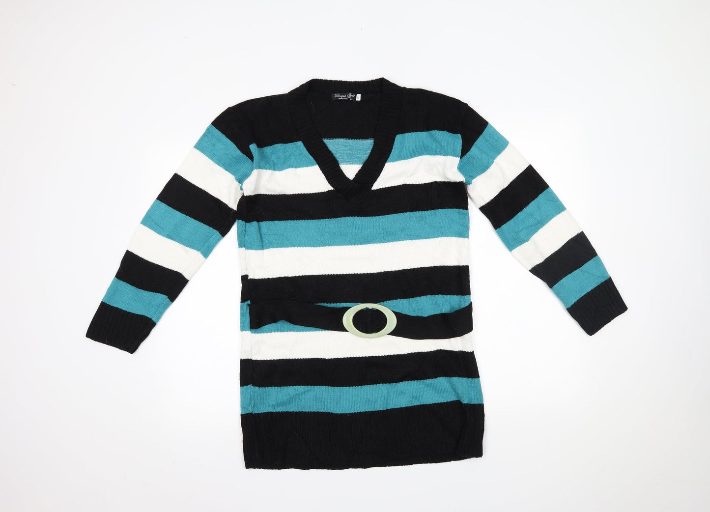 unique style Womens Multicoloured Striped  Pullover Jumper Size L