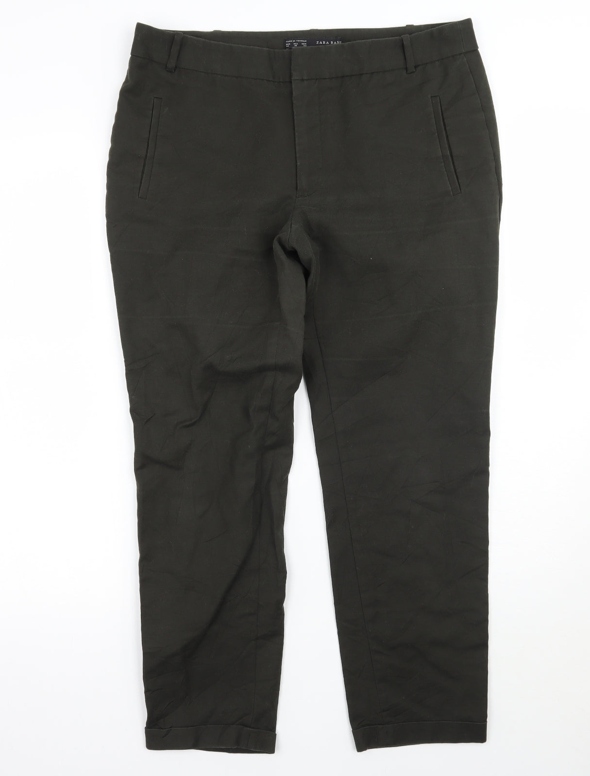 Zara Womens Green   Cropped Trousers  L25 in