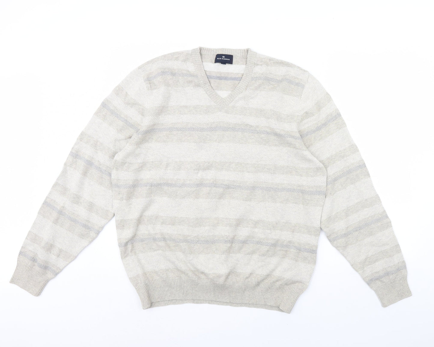 m&s Womens Beige Striped  Pullover Jumper Size L