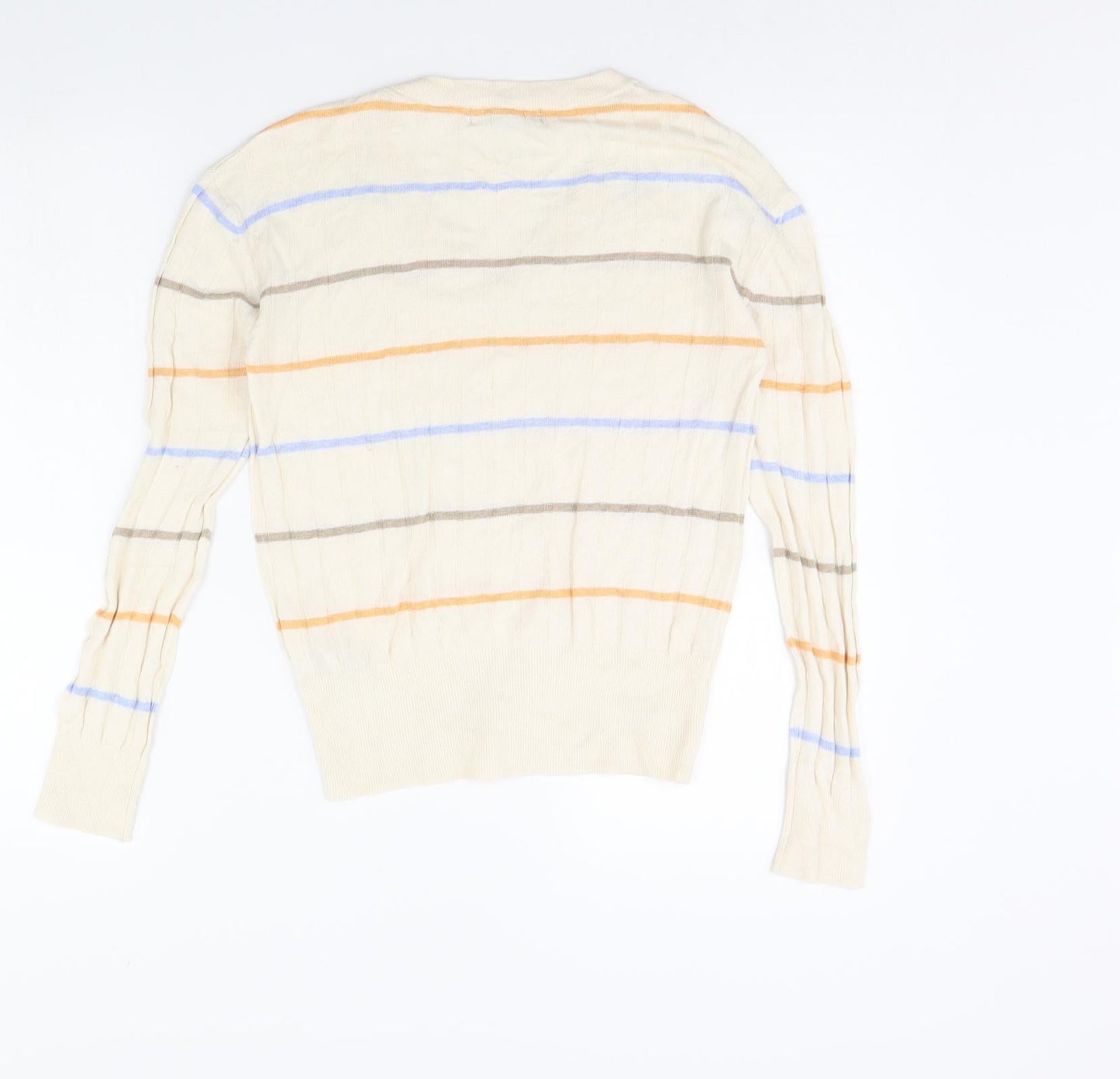 M&s Womens Beige Striped  Pullover Jumper Size S