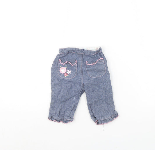 TU Girls Blue  Denim Capri Trousers Size 3-6 Months