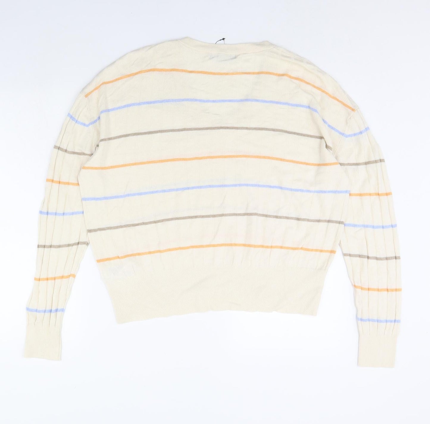 m&s Womens Beige Striped  Pullover Jumper Size XL