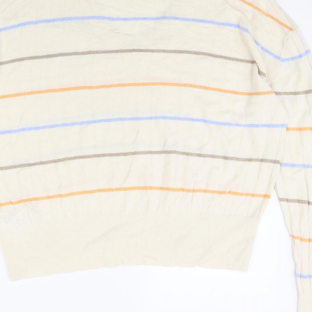 m&s Womens Beige Striped  Pullover Jumper Size XL