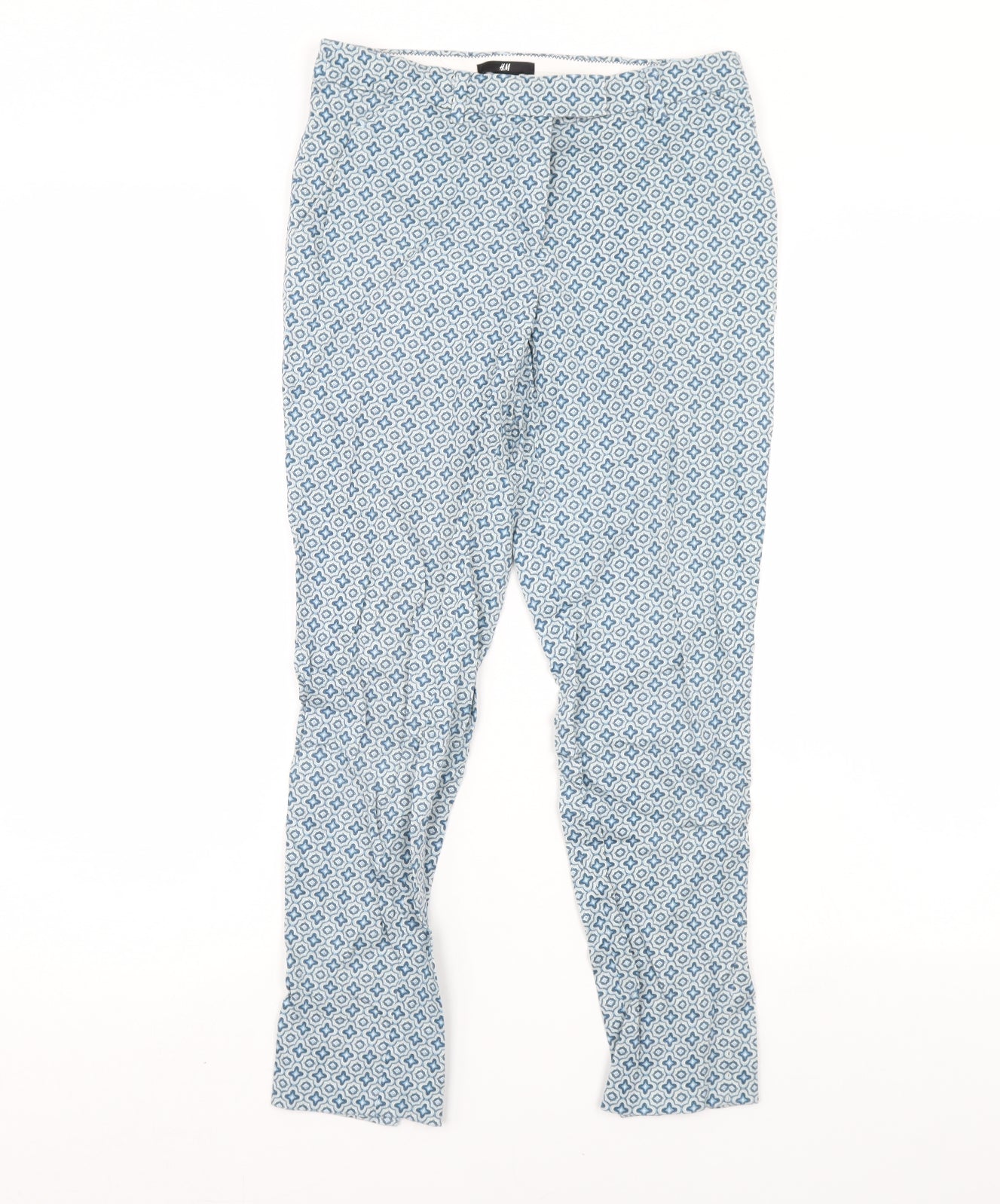 H&M Womens Blue Geometric  Trousers  Size 6 L28 in