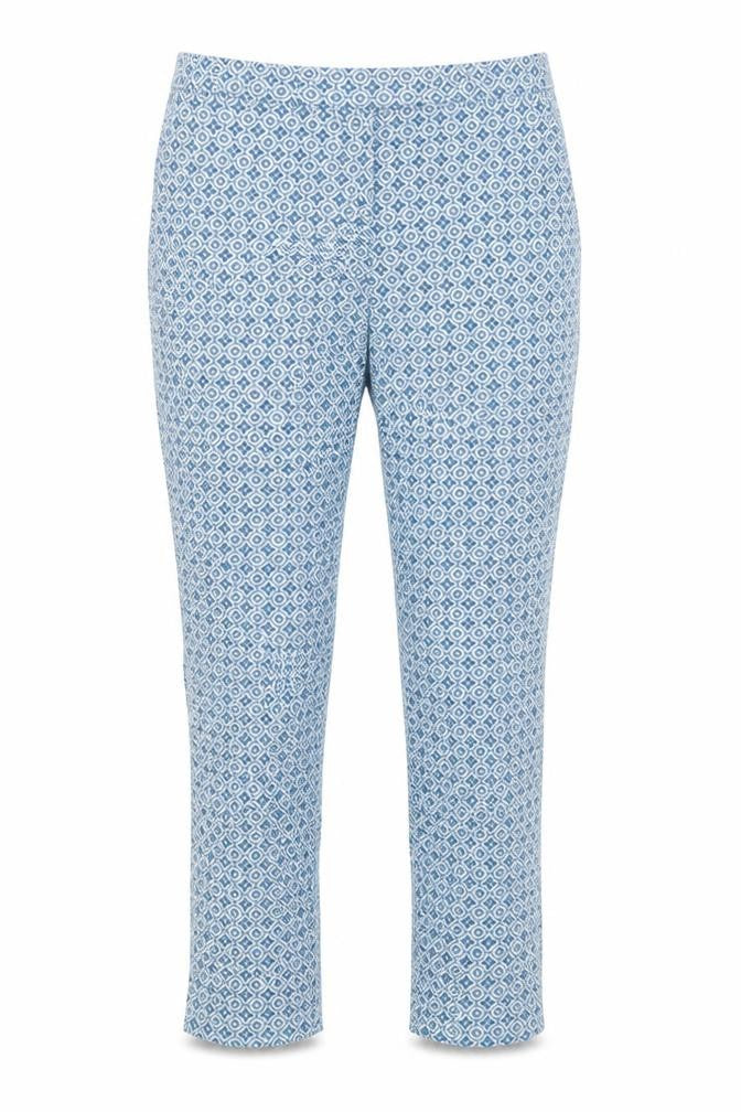H&M Womens Blue Geometric  Trousers  Size 6 L28 in
