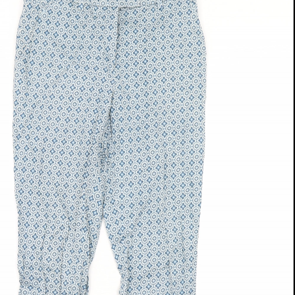 H&M Womens Blue Geometric  Trousers  Size 6 L28 in