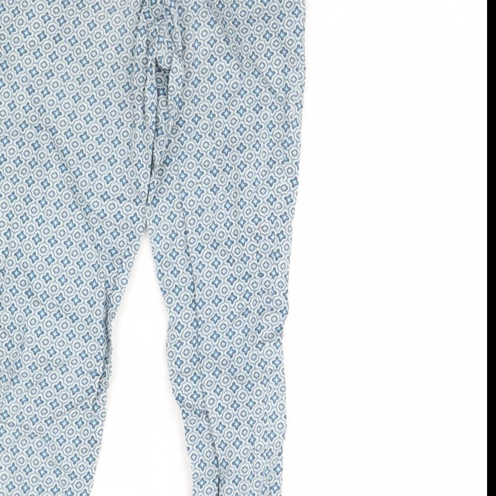 H&M Womens Blue Geometric  Trousers  Size 6 L28 in