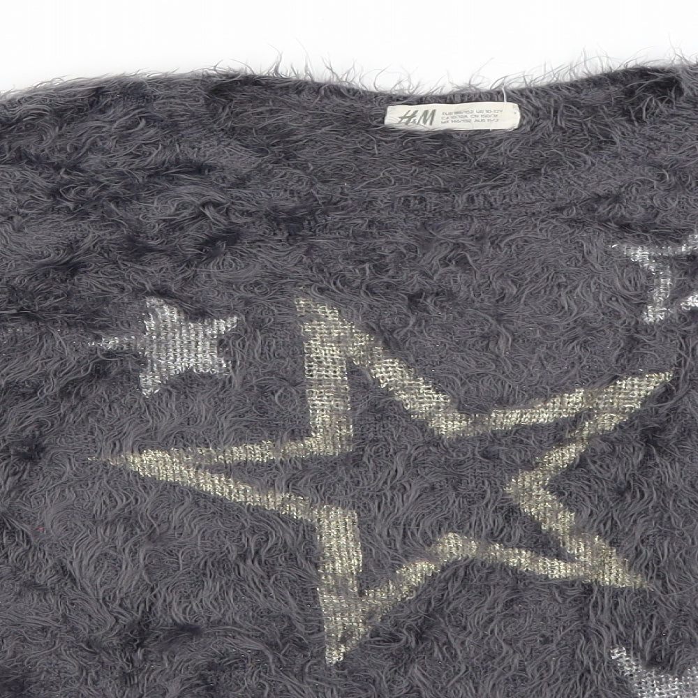H&M Womens Grey Geometric  Pullover Jumper Size 12