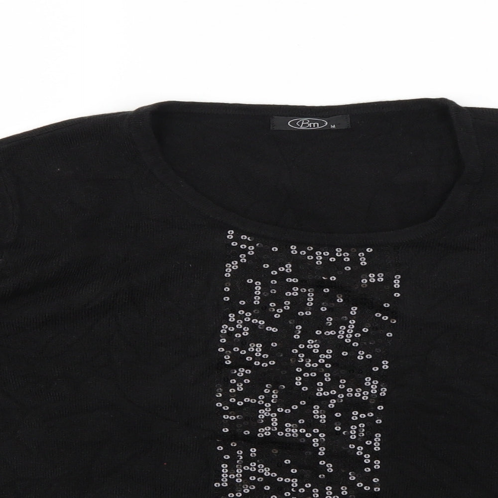 BM Womens Black   Pullover Jumper Size M  - sequins