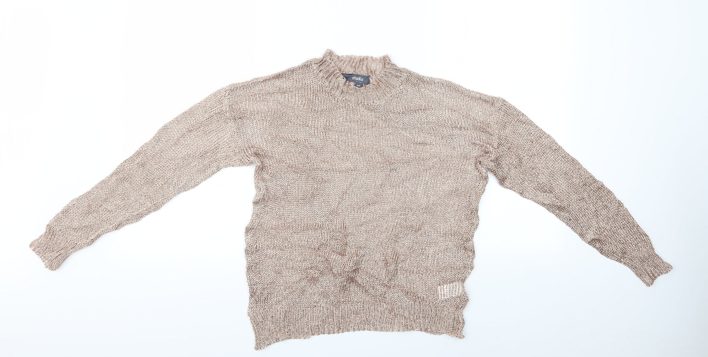 Studio Womens Brown   Pullover Jumper Size 8  - Studio Metallic Sweater