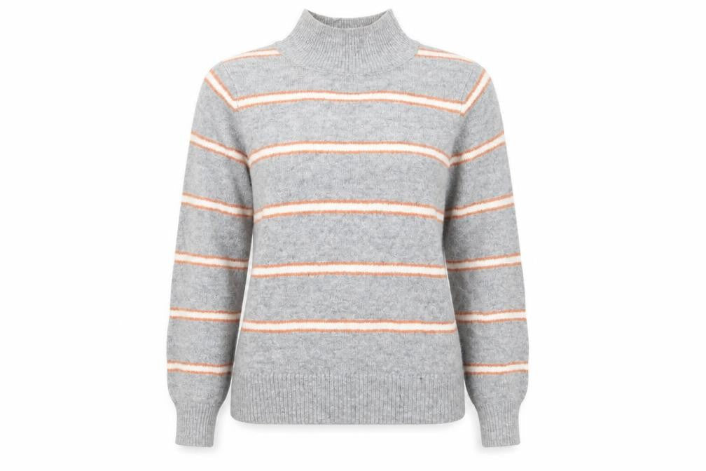 Dorothy Perkins Womens Grey Striped  Pullover Jumper Size 10  - Dorothy Perkins glittery