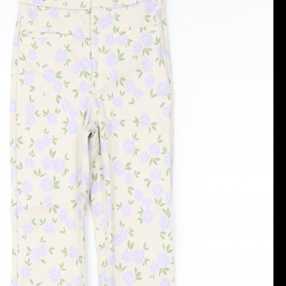 Zara Womens Beige Floral  Trousers  Size XS L28 in