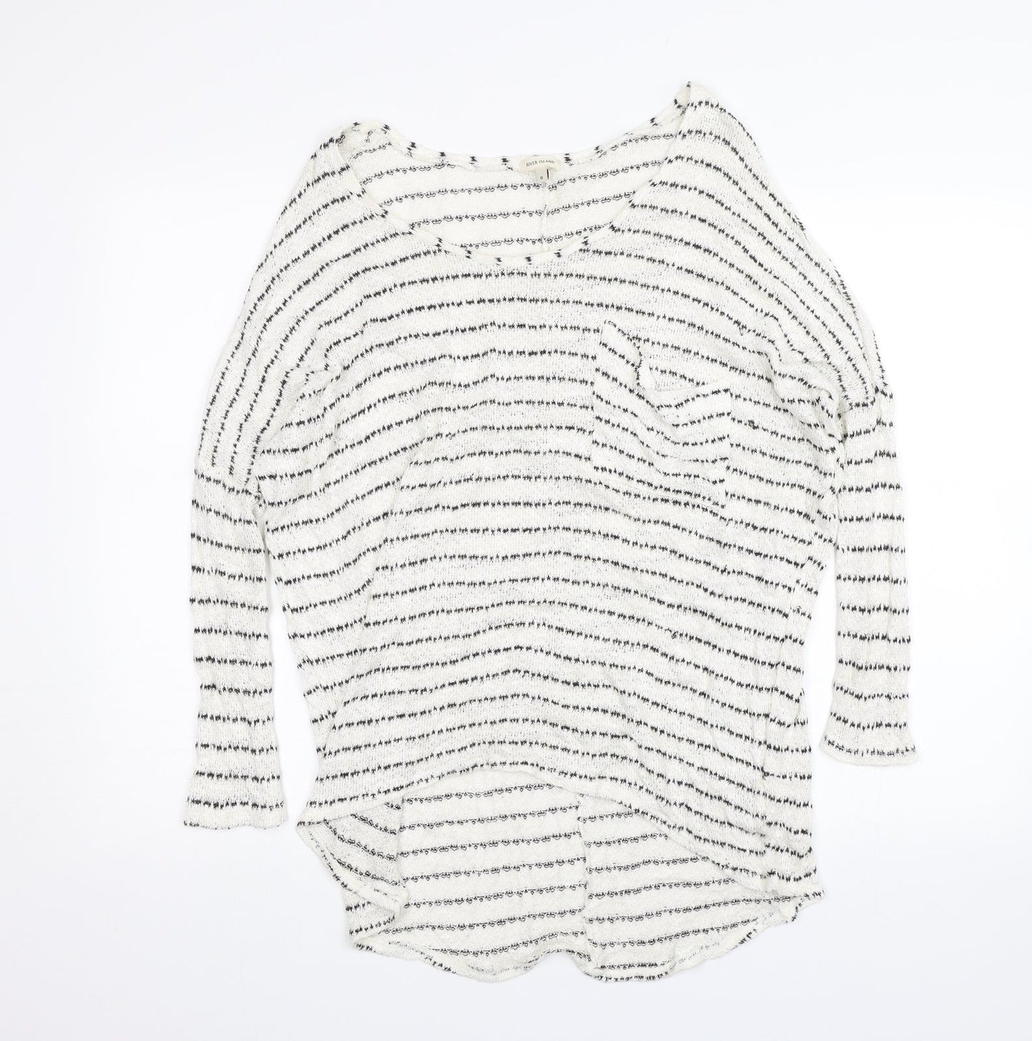 River Island Womens White Striped  Pullover Jumper Size 8