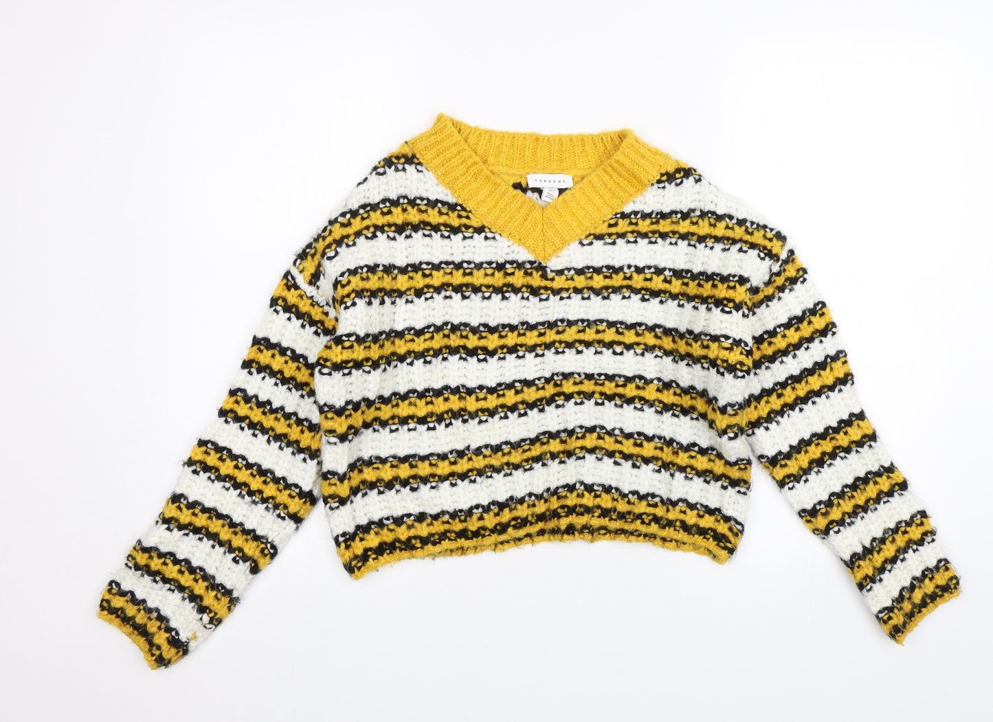 Topshop Womens Yellow Striped  Pullover Jumper Size 6