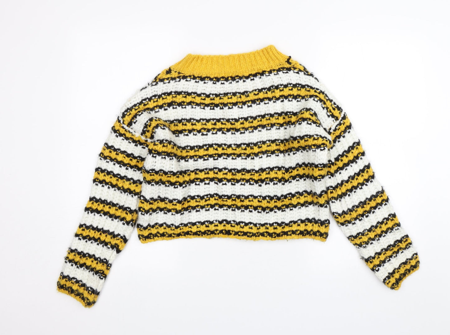 Topshop Womens Yellow Striped  Pullover Jumper Size 6